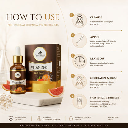 Cosderma Vitamin-C Gel Peel | Brightening & Anti-Aging Exfoliant | Professional Derma Peel
