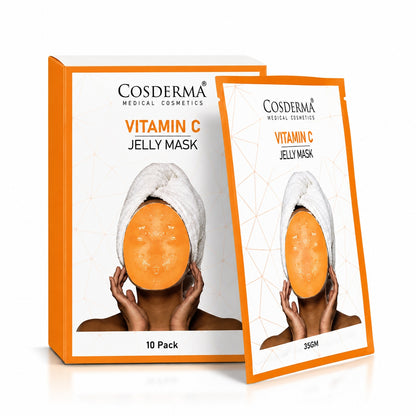 Cosderma Vitamin C Jelly Mask (10 x 35gm) – Brightening, Anti-Pigmentation & Glow Peel-Off Facial Mask