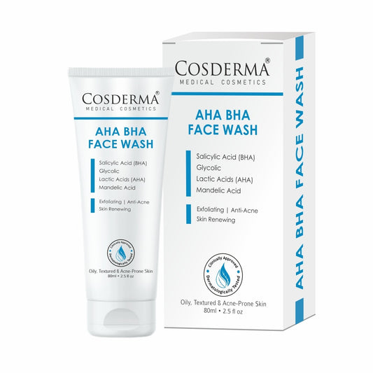 Cosderma AHA BHA Face Wash – Deep Exfoliating & Pore-Cleansing Cleanser for Acne & Dull Skin