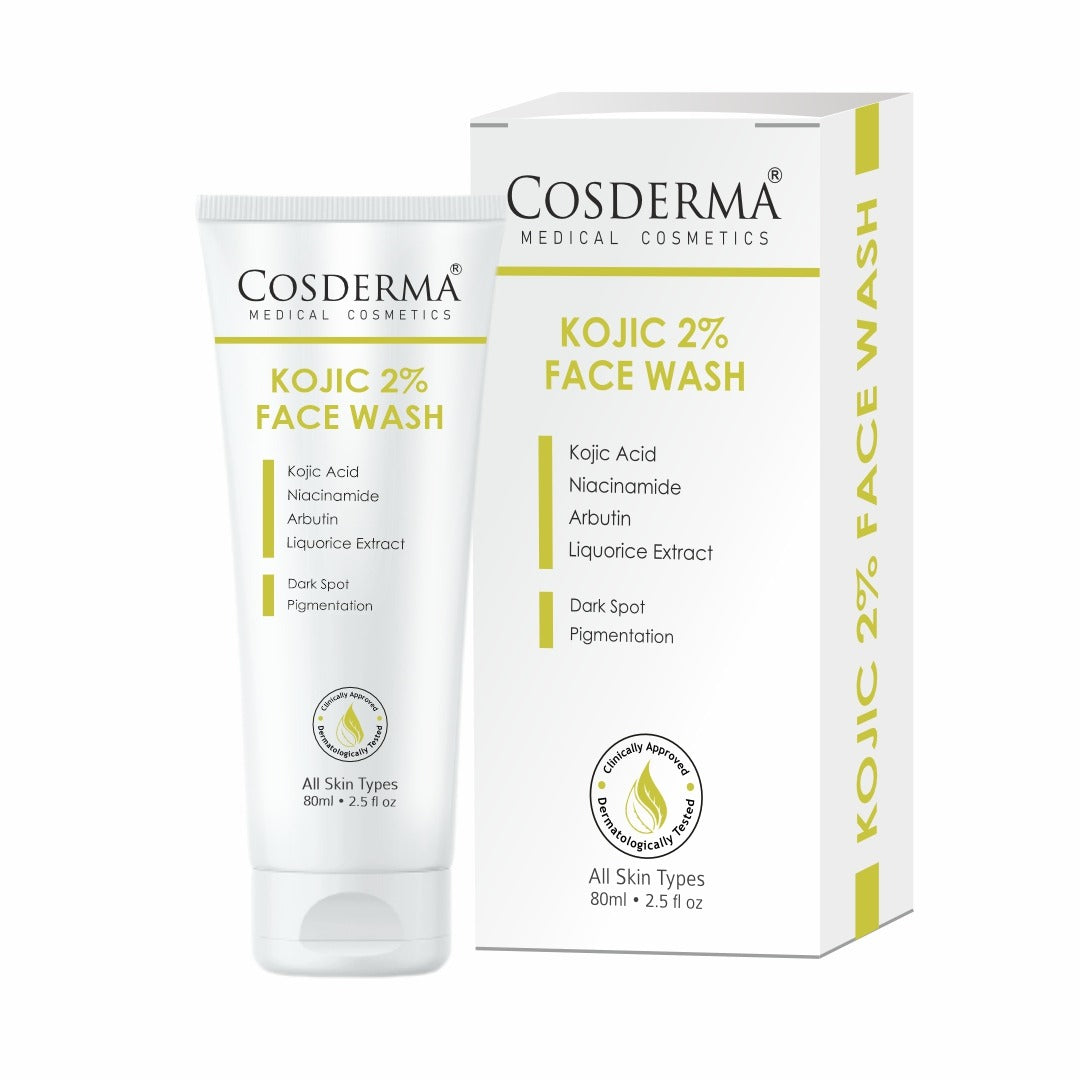 Cosderma Kojic 2% Face Wash – Brightening Cleanser with Kojic Acid, Niacinamide, Arbutin & Liquorice Extract for Pigmentation, Tan & Uneven Skin Tone