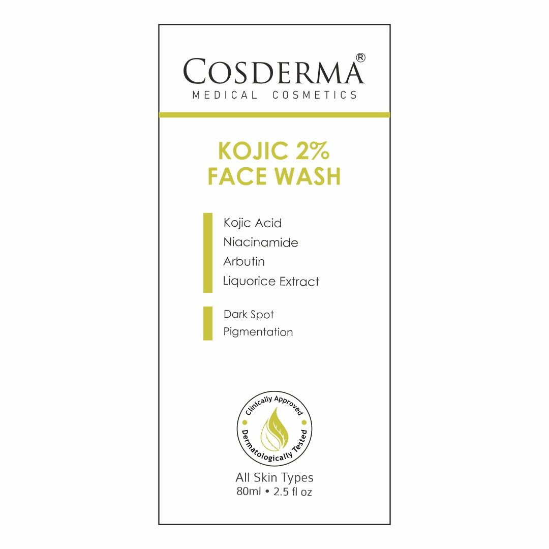 Cosderma Kojic 2% Face Wash – Brightening Cleanser with Kojic Acid, Niacinamide, Arbutin & Liquorice Extract for Pigmentation, Tan & Uneven Skin Tone
