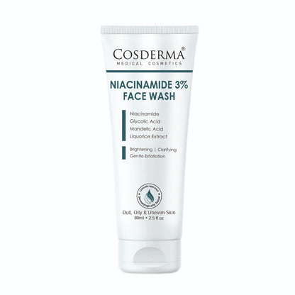 Cosderma Niacinamide 3% Face Wash – Brightening & Oil-Control Cleanser for Clear, Even-Toned Skin
