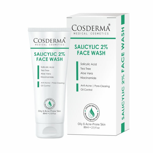 Cosderma Salicylic 2% Face Wash – Deep Cleansing Anti-Acne Face Wash with Tea Tree, Aloe Vera & Niacinamide for Clear, Oil-Free Skin