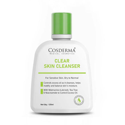 Cosderma Clear Skin Cleanser for Oily & Acne-Prone Skin – Oil Control & Mattifying Formula