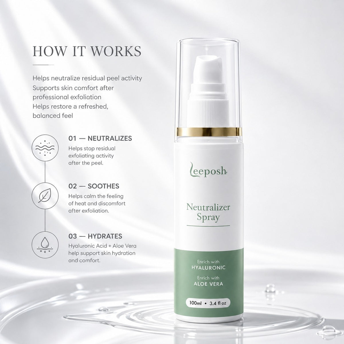 Leeposh Facial Peel Neutralizer Spray - Calm & Sooth Skin Post Peel