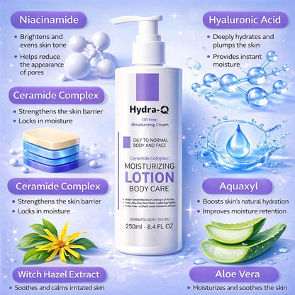 Hydra Q Oil-Free Moisturizing Cream with Ceramide Complex for Oily to Normal Skin - 250ml