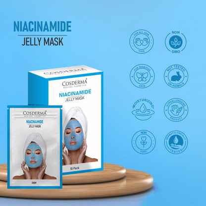Cosderma Niacinamide Jelly Mask (10 x 35gm) – Oil Control, Pore Tightening & Brightening Peel-Off Mask