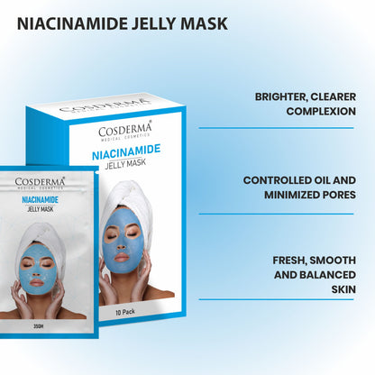 Cosderma Niacinamide Jelly Mask (10 x 35gm) – Oil Control, Pore Tightening & Brightening Peel-Off Mask