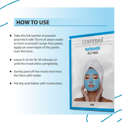 Cosderma Niacinamide Jelly Mask (10 x 35gm) – Oil Control, Pore Tightening & Brightening Peel-Off Mask