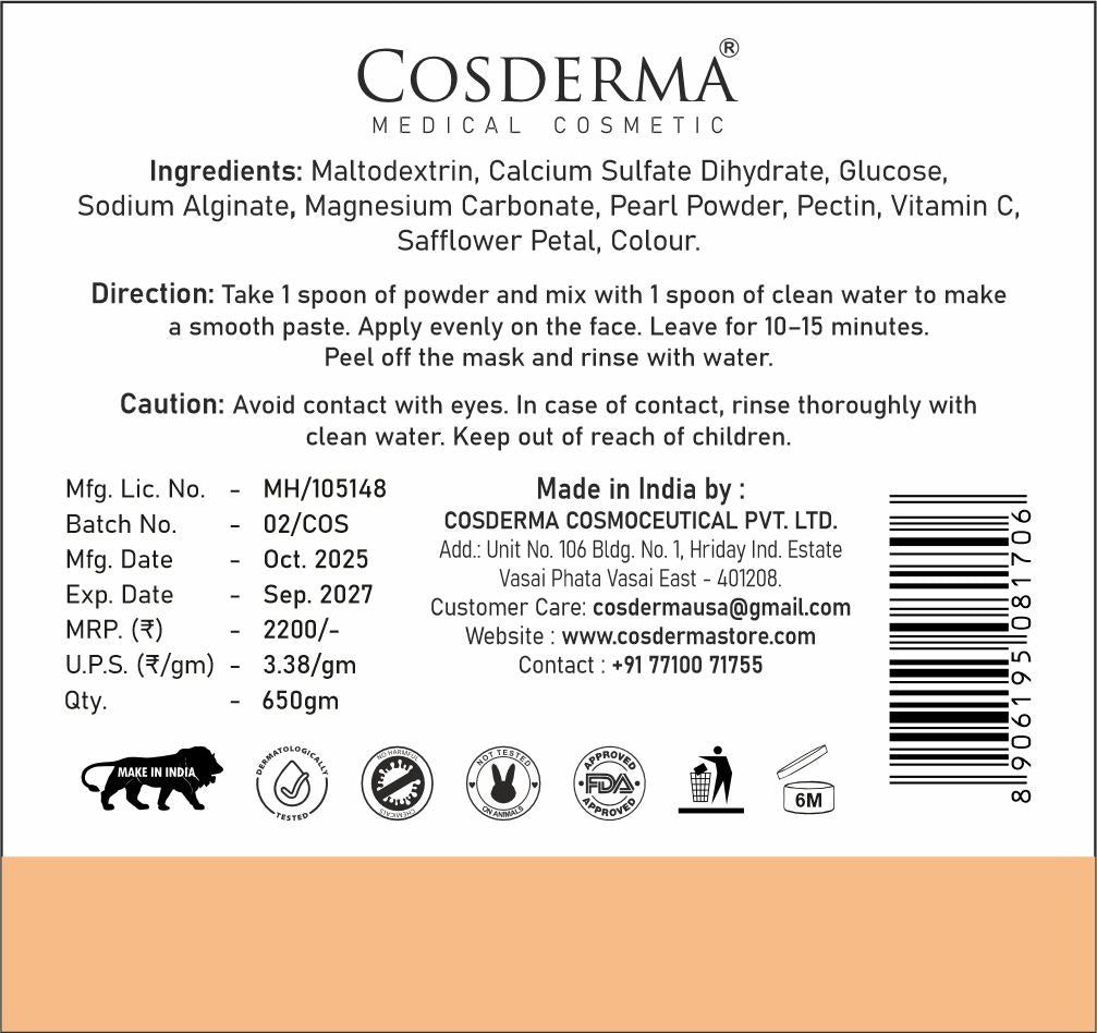 Cosderma Vitamin C Jelly Mask – Skin Brightening, Pigmentation Control & Glow Boosting Mask (650gm)