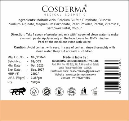 Cosderma Vitamin C Jelly Mask – Skin Brightening, Pigmentation Control & Glow Boosting Mask (650gm)