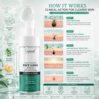 Leeposh Foaming Acne Face Wash - Tea Tree & Aloe Vera | 150ml