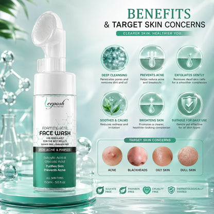 Leeposh Foaming Acne Face Wash - Tea Tree & Aloe Vera | 150ml