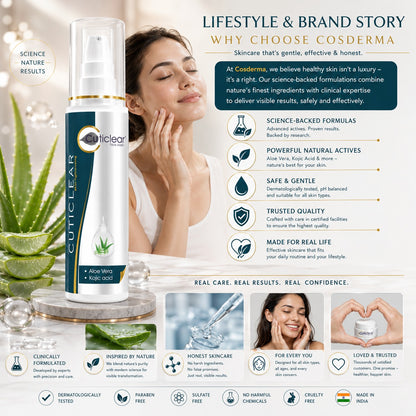 Cuticlear Skin Lightening Face Wash with Kojic Acid, Aloe Vera & Gold Dust – 100ml