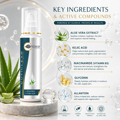 Cuticlear Skin Lightening Face Wash with Kojic Acid, Aloe Vera & Gold Dust – 100ml