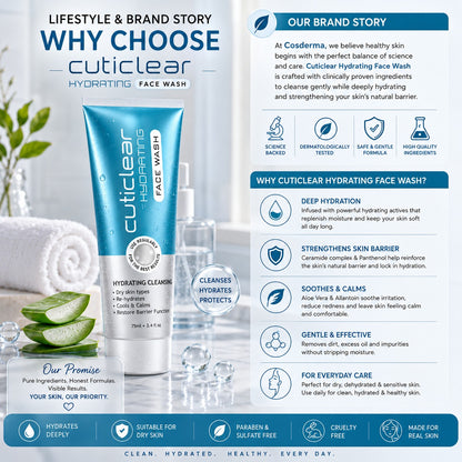 Cuticlear Hydrating Face Wash | Repair Damaged Skin Barrier & Hydrate Dry Skin