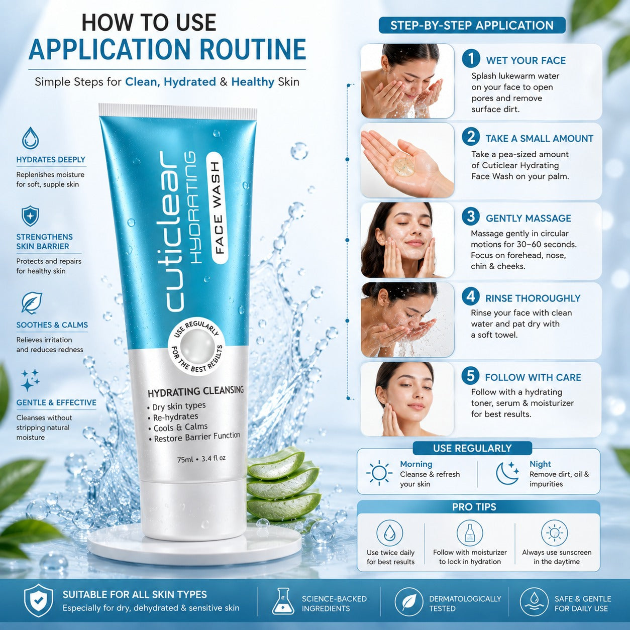 Cuticlear Hydrating Face Wash | Repair Damaged Skin Barrier & Hydrate Dry Skin