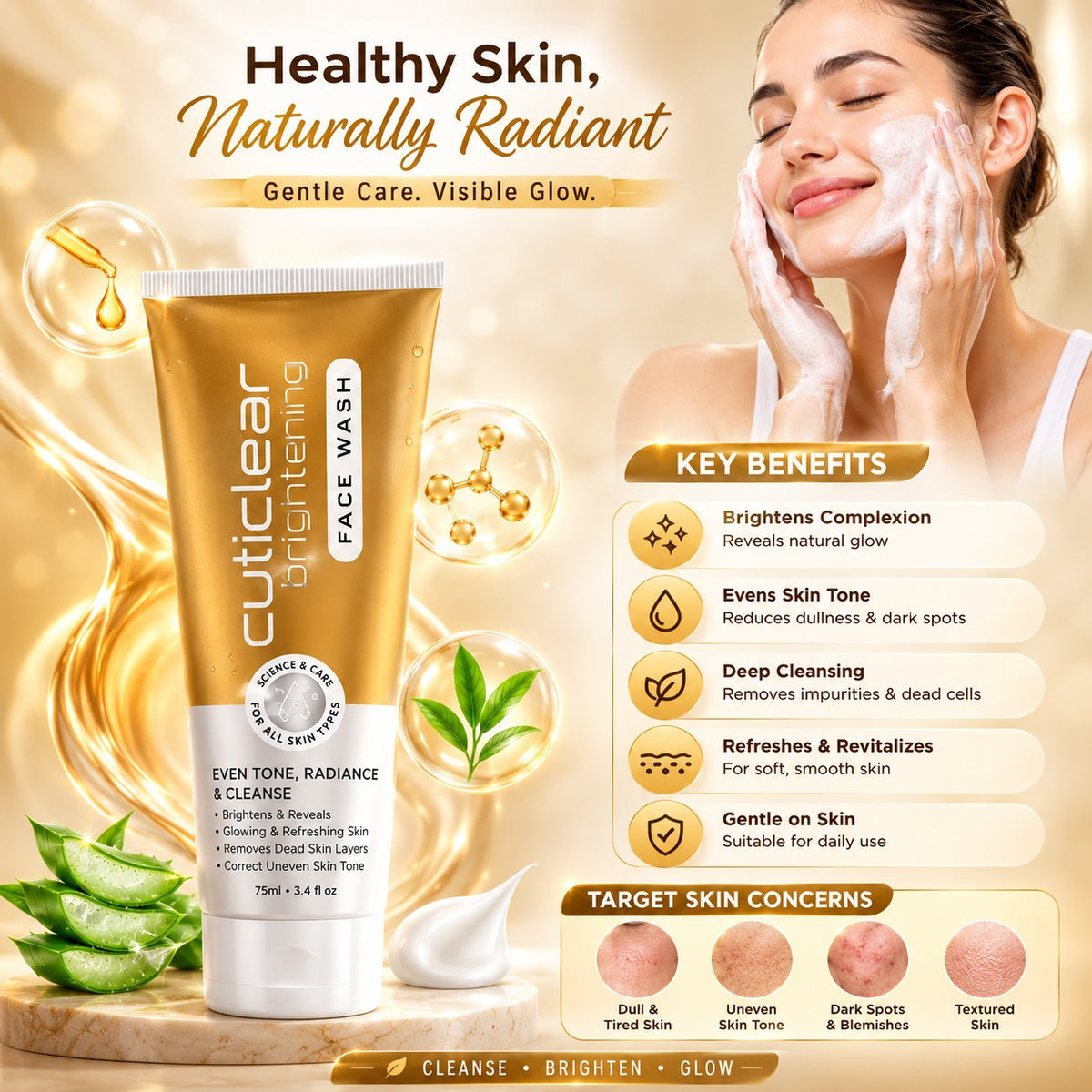 Cuticlear Brightening Face Wash | Exfoliate & Even Skin Tone
