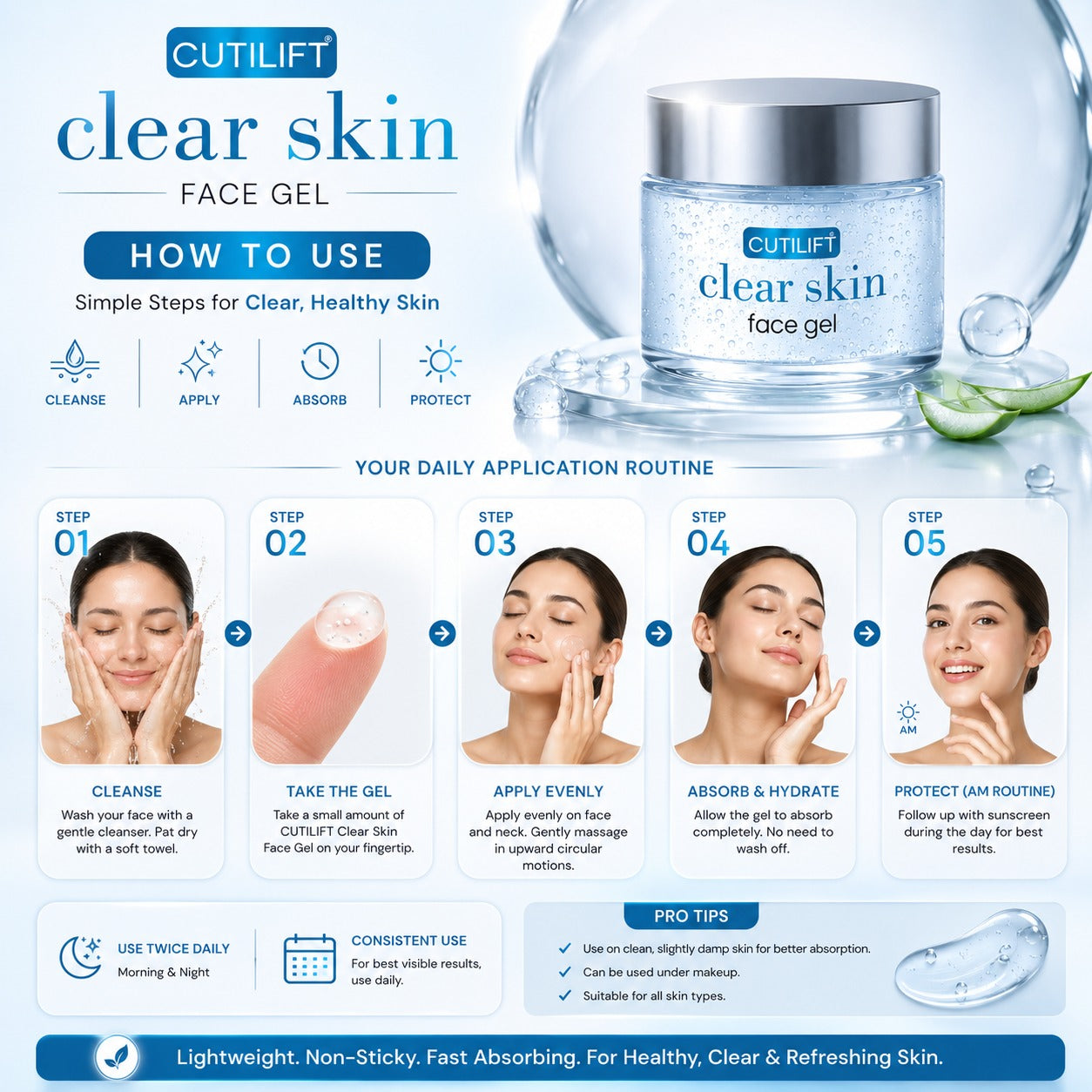 Cutilift Clear Skin Face Gel - Natural Glow and Anti-Acne Treatment (30g)