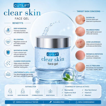 Cutilift Clear Skin Face Gel - Natural Glow and Anti-Acne Treatment (30g)