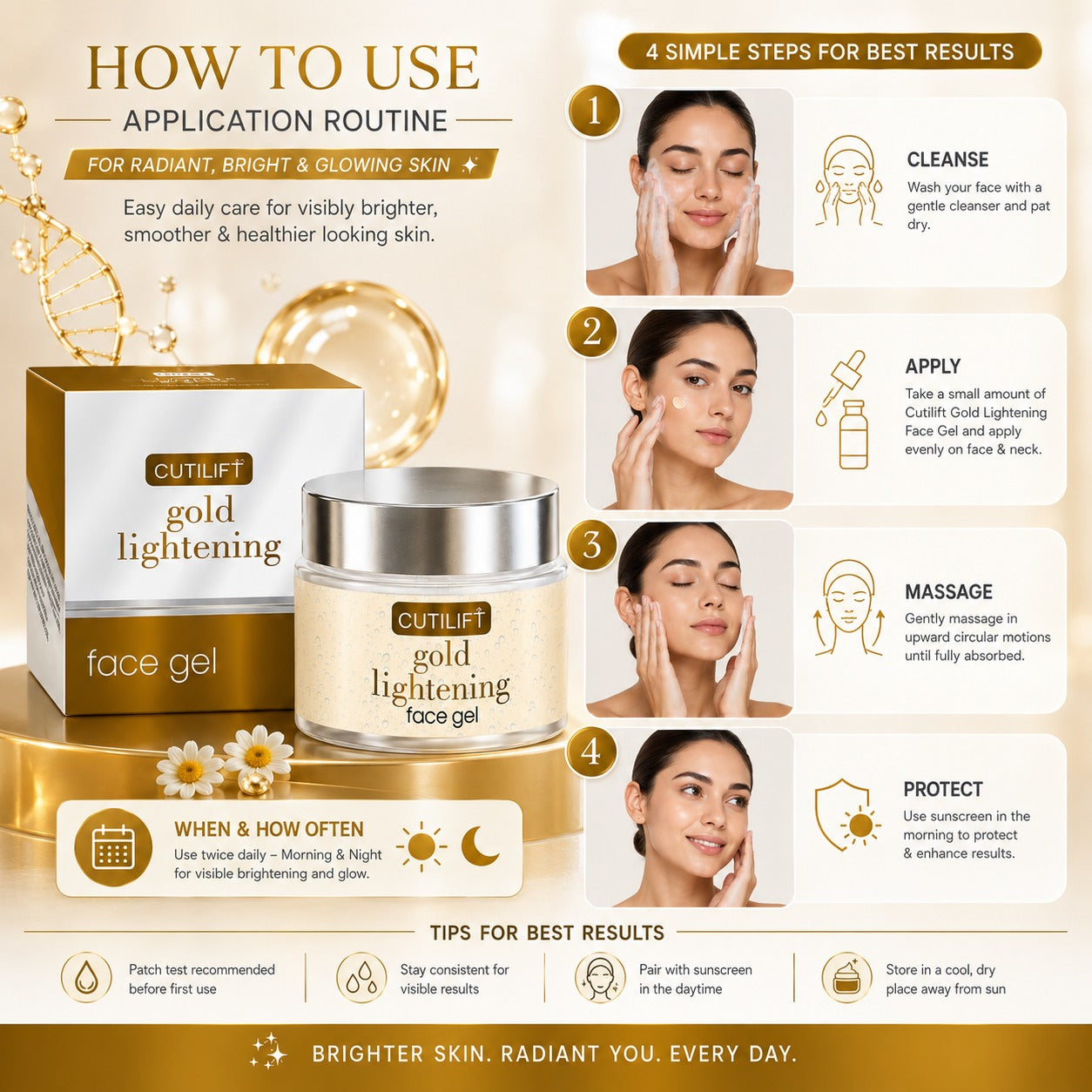 Cutilift Gold Lightening Face Gel | Smoothing, Lightening & Rejuvenating