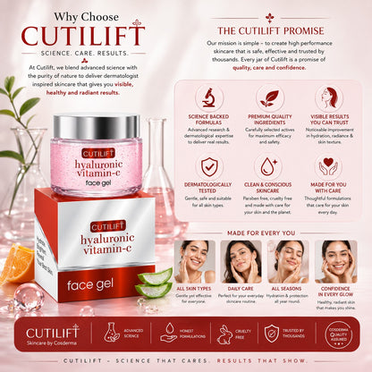 Cutilift Hyaluronic Vitamin-C Face Gel | Hydrating & Brightening Formula