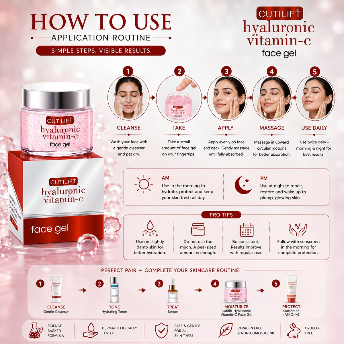 Cutilift Hyaluronic Vitamin-C Face Gel | Hydrating & Brightening Formula
