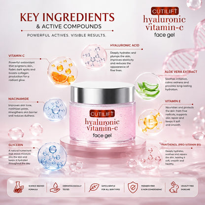 Cutilift Hyaluronic Vitamin-C Face Gel | Hydrating & Brightening Formula