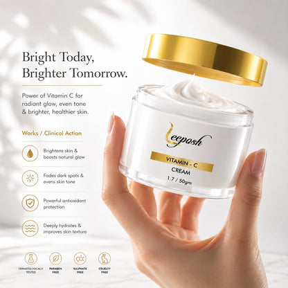 Leeposh Vitamin C Face Cream – Oil-Free, Quick Absorbing, Skin Brightening & Hydrating for All Skin Types