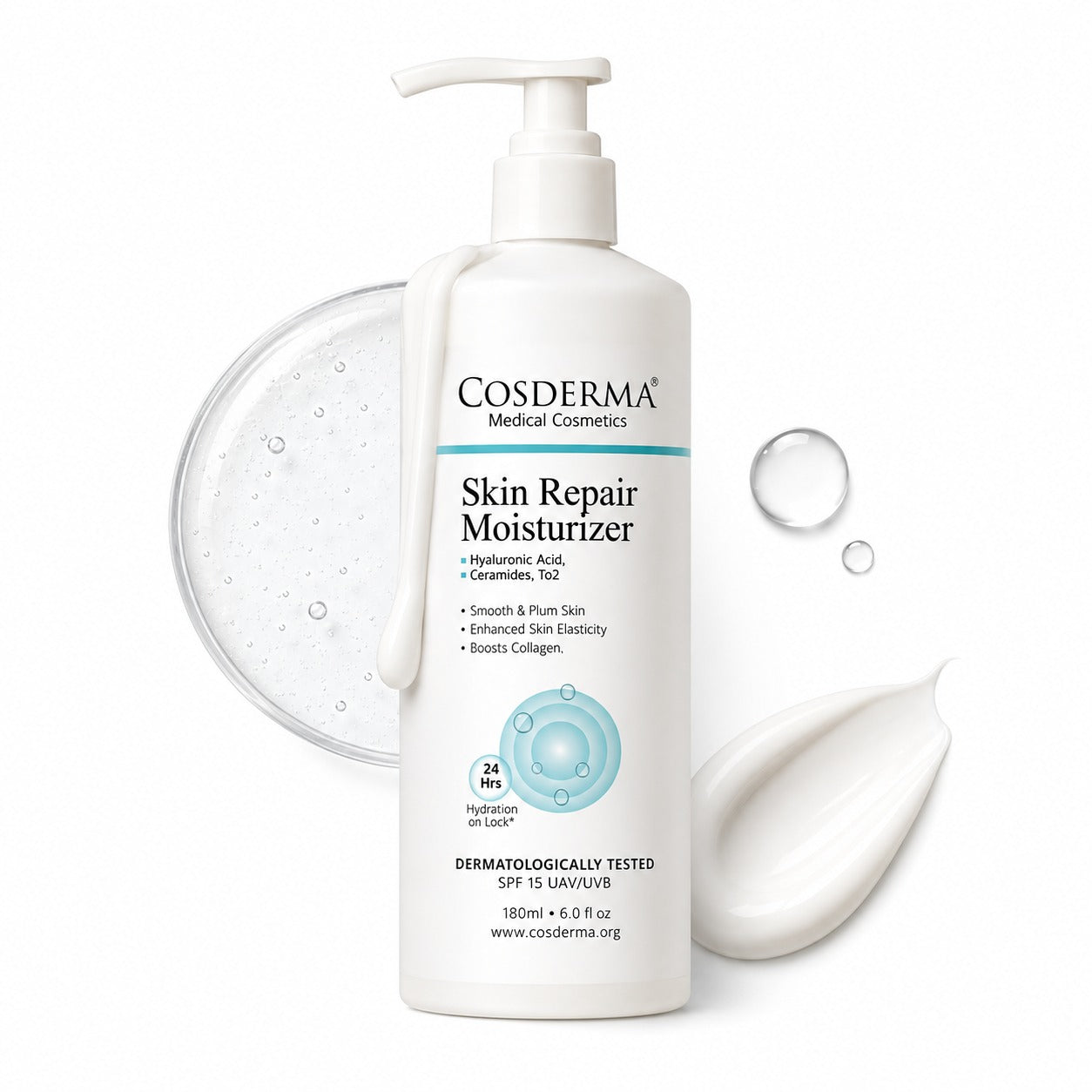 Cosderma Skin Repair Moisturizer with Hyaluronic Acid, Ceramides, and UV Protection