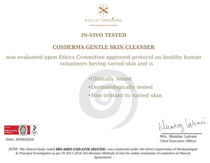 Cosderma Gentle Skin Cleanser for Sensitive & Dry to Normal Skin – Hydrating Creamy Formula