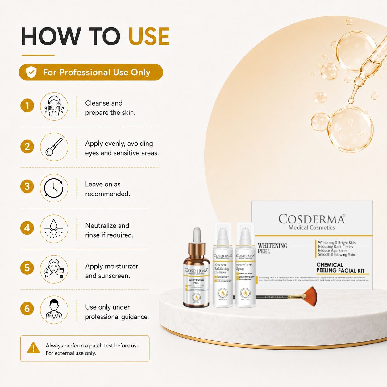 Cosderma Whitening Peel Facial Kit for Glowing, Smooth, and Bright Skin | Chemical Peeling Facial Kit