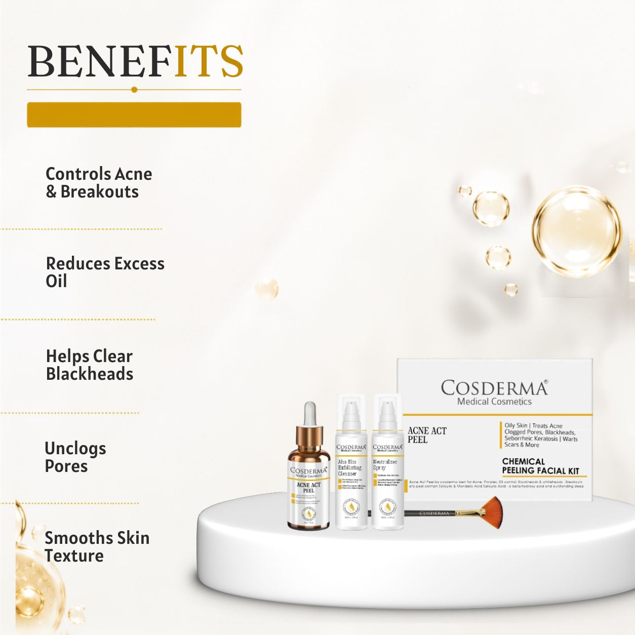 Cosderma Acne Act Peel for Oily Skin | Treats Acne, Clogged Pores, Blackheads, Seborrheic Keratosis, and Scars | Chemical Peeling Facial Kit