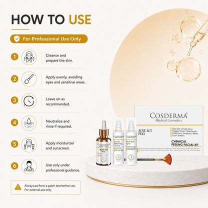 Cosderma Acne Act Peel for Oily Skin | Treats Acne, Clogged Pores, Blackheads, Seborrheic Keratosis, and Scars | Chemical Peeling Facial Kit