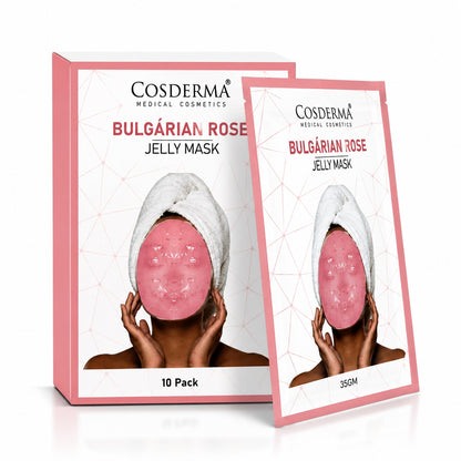 Cosderma Bulgarian Rose Jelly Mask (10 x 35gm) – Soothing, Brightening & Hydrating Peel-Off Facial Mask