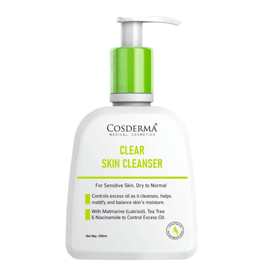 Cosderma Clear Skin Cleanser for Oily & Acne-Prone Skin – Oil Control & Mattifying Formula (250ml)