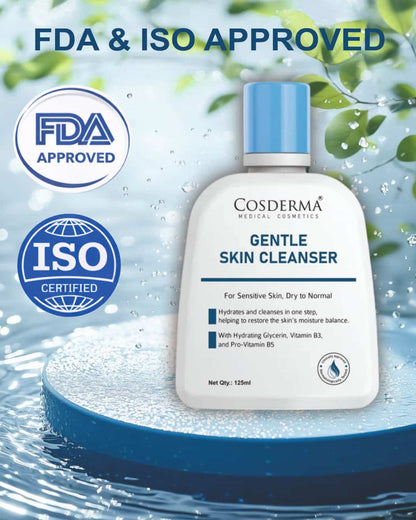 Cosderma Gentle Skin Cleanser for Sensitive & Dry to Normal Skin – Hydrating Creamy Formula (250ml)