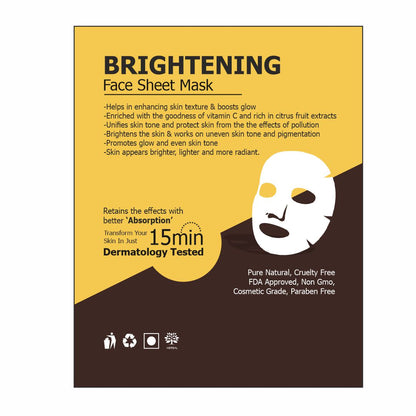 Cosderma Brightening Face Sheet Mask for Unify Skin Tone & Radiant Glow (Pack of 10)