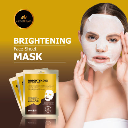 Cosderma Brightening Face Sheet Mask for Unify Skin Tone & Radiant Glow (Pack of 10)