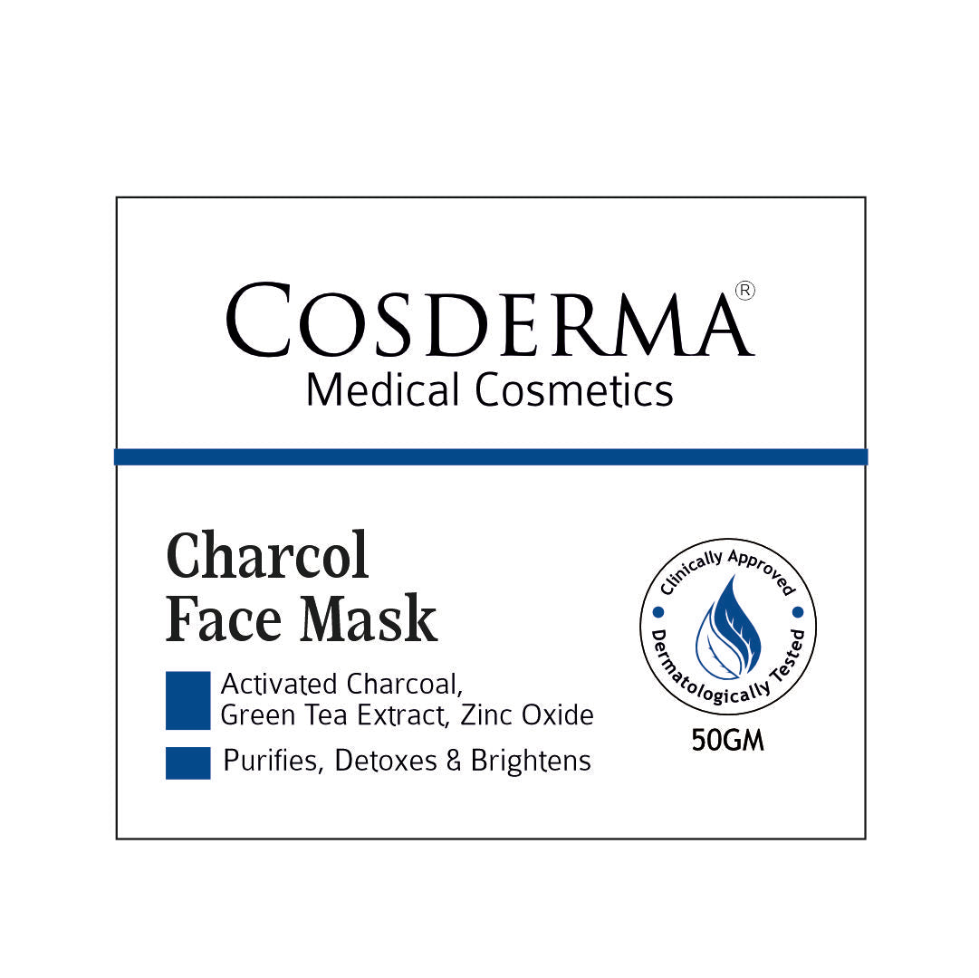 Cosderma Charcoal Face Mask with Green Tea Purifies and Detoxifies the Skin, Preventing Blackheads and Reducing Hyperpigmentation