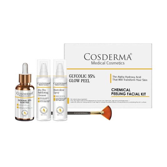 Cosderma Glycolic 35% Peel - Exfoliate, Smooth & Revitalize Skin | Chemical Peeling Facial Kit