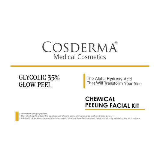 Cosderma Glycolic 35% Peel - Exfoliate, Smooth & Revitalize Skin | Chemical Peeling Facial Kit