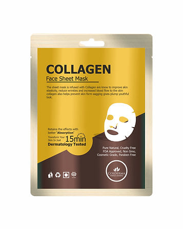 Cosderma Collagen Face Sheet Mask | Anti-Aging & Hydrating Mask