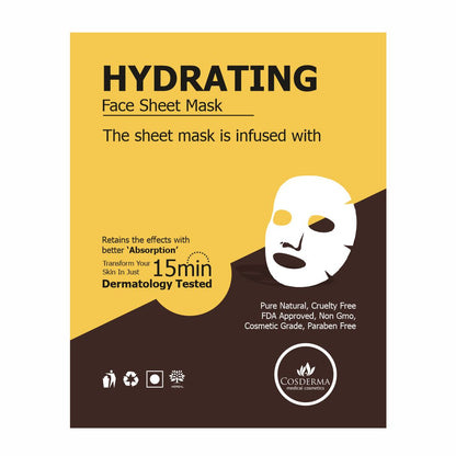 Cosderma Hydrating Face Sheet Mask | Designed for Deep Hydration and Glowing Skin - Ultimate Moisture & Radiance Skin