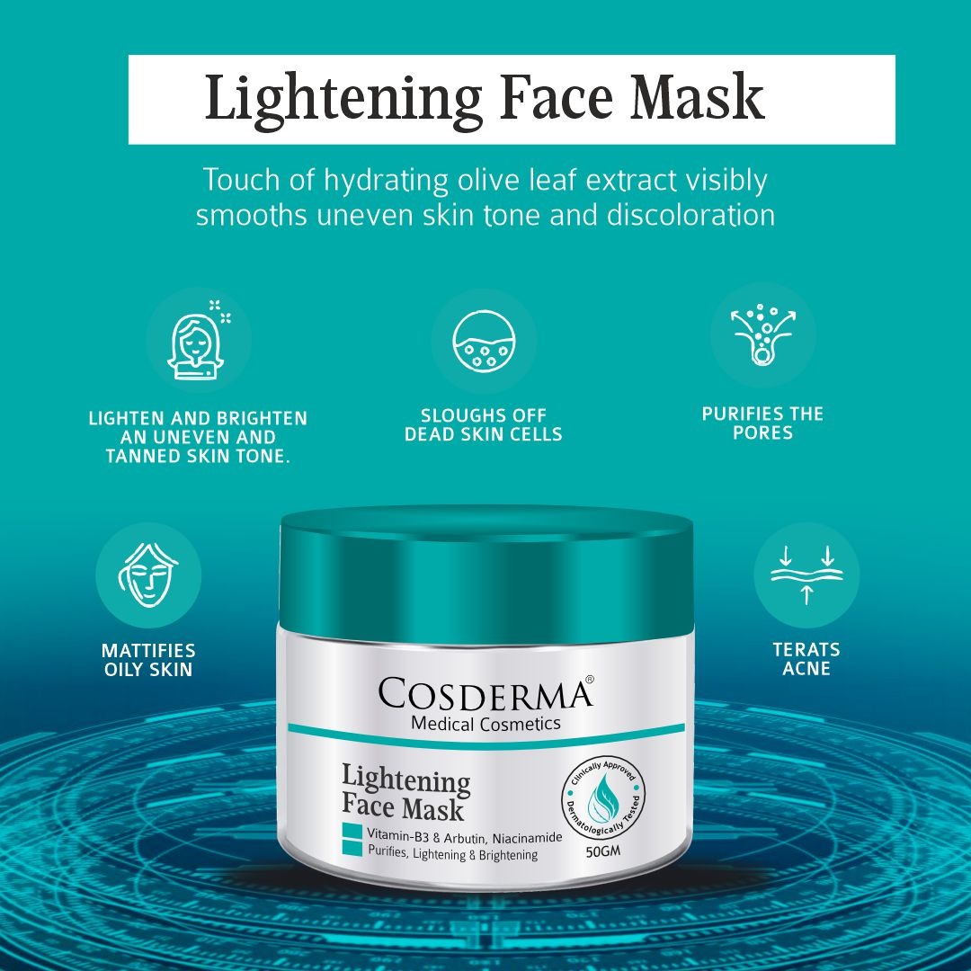 Cosderma Lightening Face Mask | Niacinamide Mask for Natural Skin Brightening & Radiance