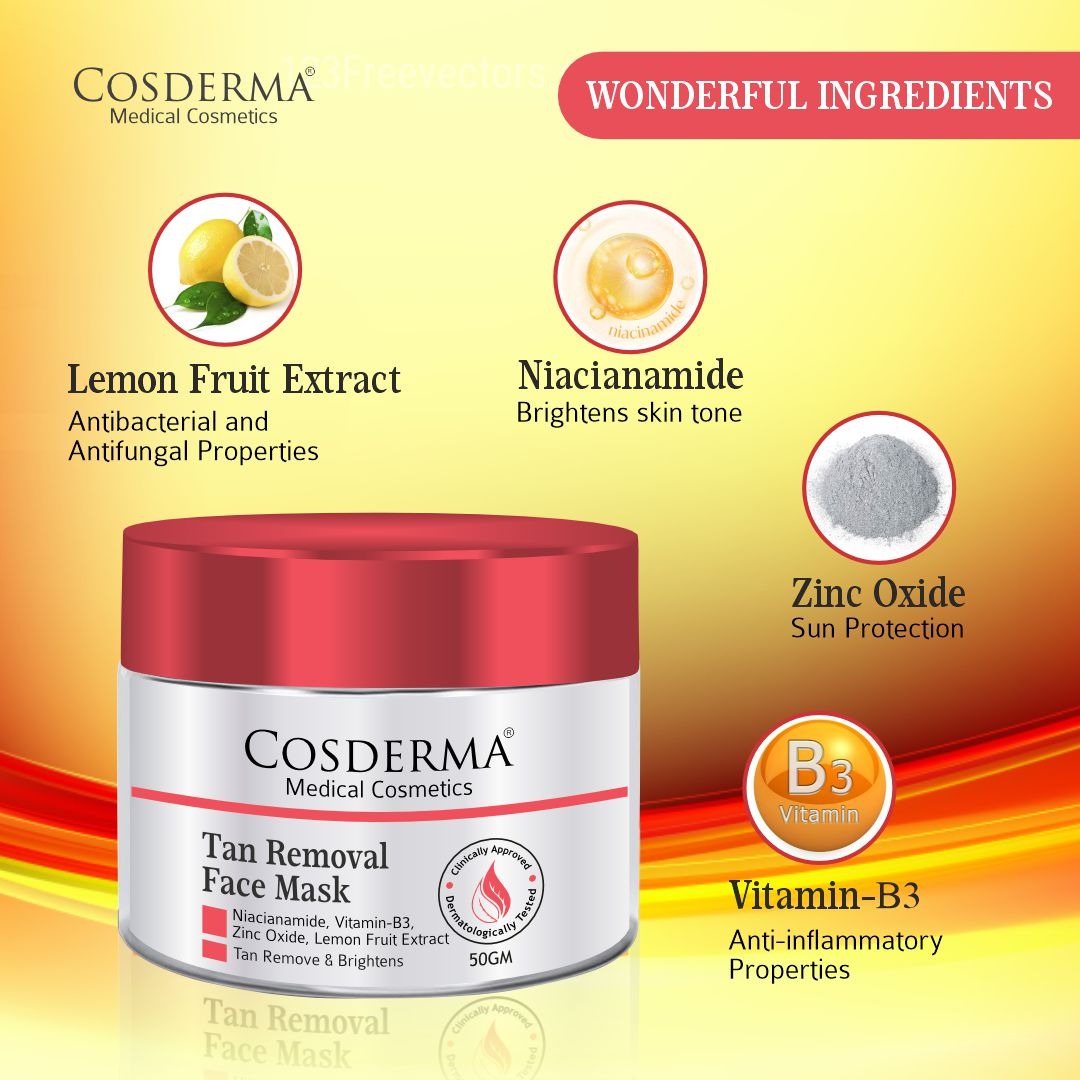 Cosderma Tan Removal Face Mask - Reduce Tan, Acne, Spots & Wrinkles