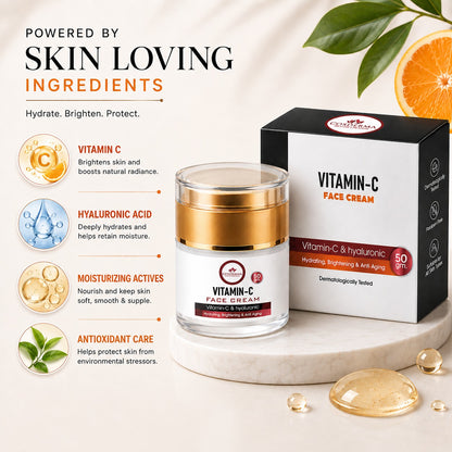 Cosderma Vitamin-C Face Cream | Brightening & Anti-Aging with Hyaluronic Acid