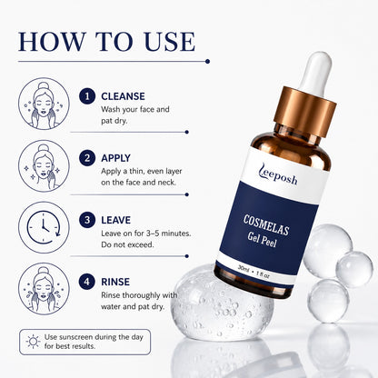 Leeposh Cosmelas Gel Peel for Instant Skin Whitening & Pigmentation Treatment | Kojic Acid Peel