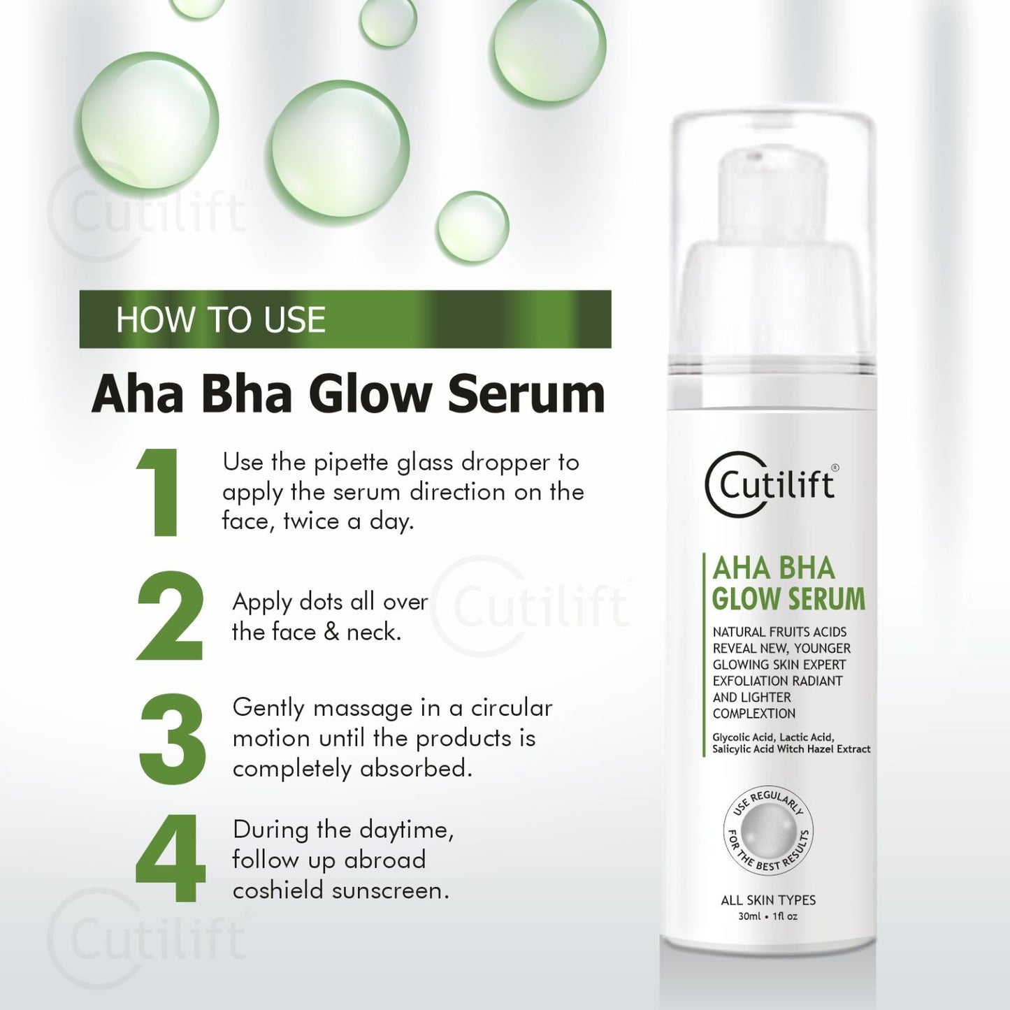 Cutilift AHA BHA Glow Serum – Natural Fruit Acids for Expert Exfoliation &amp; Radiant Skin