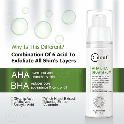 Cutilift AHA BHA Glow Serum – Natural Fruit Acids for Expert Exfoliation &amp; Radiant Skin